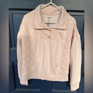 Sonoma Quilted Gold-Snap Pullover in Pale Pink